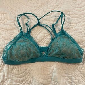 Victoria’s Secret Lace triangle top bralette size medium, blue